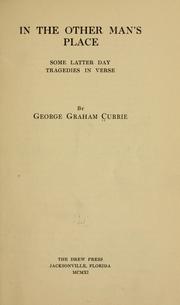 Front cover of In the other man's place by George G. Currie