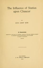 Front cover of The influence of Statius upon Chaucer by Boyd Ashby Wise