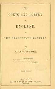 Cover of The poets and poetry of England, in the nineteenth century by Rufus W. Griswold