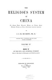 Cover of The religious system of China by J. J. M. de Groot