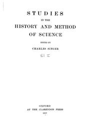 Front cover of Studies in the history and method of science by Charles Joseph Singer