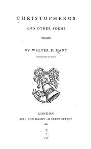 Front cover of Christopheros, and other poems by Walter Bishop Mant