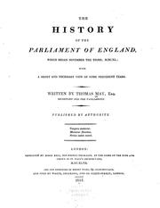 Front cover of The history of the Parliament of England by Thomas May