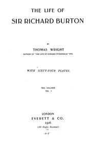 Front cover of The life of Sir Richard Burton by Wright, Thomas