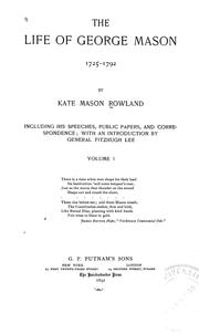Front cover of The life of George Mason, 1725-1792 by Kate Mason Rowland