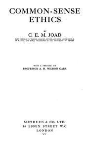 Cover of Common-sense ethics by Joad, C. E. M.