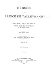 Front cover of Memoirs of the Prince de Talleyrand by Charles Maurice de Talleyrand-Périgord