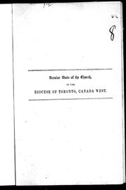 Front cover of Secular state of the Church in the Diocese of Toronto, Canada West by Strachan, John