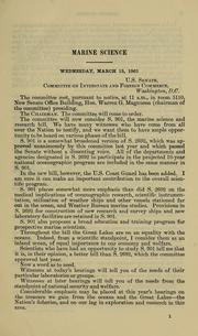 Front cover of Marine science by United States. Congress. Senate. Committee on Interstate and Foreign Commerce.