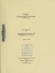 Front cover of Directory of selected scientific institutions in the U.S.S.R by Battelle Memorial Institute.