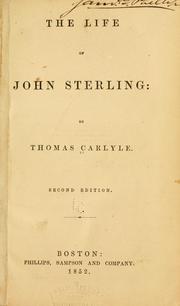Front cover of The  life of John Sterling by Thomas Carlyle