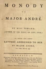 Cover of Monody on Major Andrè by Anna Seward
