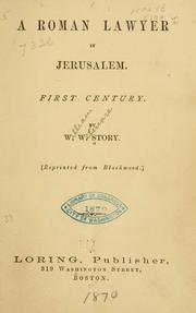 Front cover of A Roman lawyer in Jerusalem by William Wetmore Story