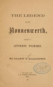 Front cover of The legend of Nonnenwerth by Mary Teresa Maloney