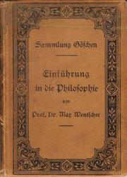 Cover of Einführung in die Philosophie by Max Wentscher