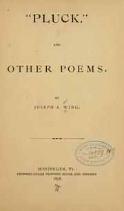 Front cover of "Pluck", and other poems by Joseph Addison Wing