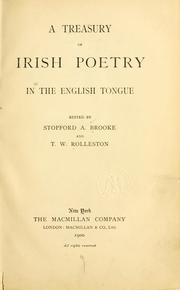 Cover of A treasury of Irish poetry in the English tongue by Brooke, Stopford Augustus