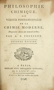 Cover of Philosophie chimique, ou, Vérités fondamentales de la chimie moderne by Antoine François de Fourcroy