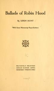 Front cover of Ballads of Robin Hood by Leigh Hunt