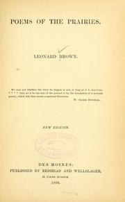 Front cover of Poems of the prairies by Leonard Brown