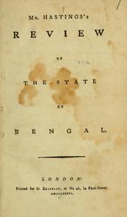 Front cover of Mr. Hastings's review of the state of Bengal by Hastings, Warren