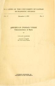 Cover of American Indian verse by Nellie Barnes