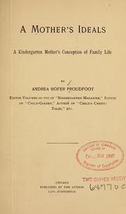 Front cover of A mother's ideals by Andrea Hofer Proudfoot