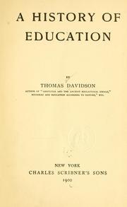 Front cover of A history of education by Thomas Davidson