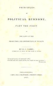 Cover of Principles of political economy by Henry Charles Carey