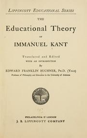Front cover of The educational theory of Immanuel Kant by Immanuel Kant