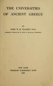 Front cover of The universities of ancient Greece by John William Henry Walden