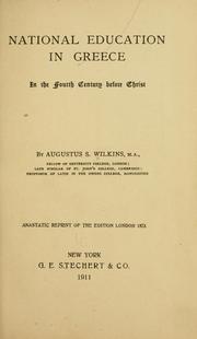 Front cover of National education in Greece in the fourth century before Christ by Augustus S. Wilkins