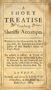 Front cover of A short treatise touching sheriffs accompts by Sir Matthew Hale