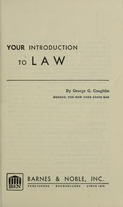 Front cover of Your introduction to law by George Gordon Coughlin
