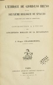 Front cover of L'e ́thique de Giordano Bruno et le deuxième dialogue du Spaccio by Giordano Bruno