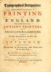 Cover of Typographical antiquities by Joseph Ames