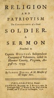 Cover of Religion and patriotism the constituents of a good soldier by Davies, Samuel