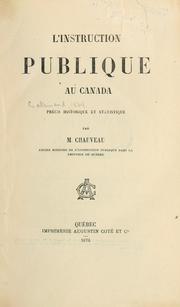 Front cover of L' instruction publique au Canada by Pierre-Joseph-Olivier Chauveau