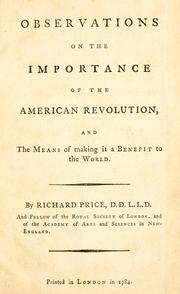 Cover of Observations on the importance of the American Revolution by Richard Price