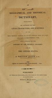 Front cover of An American biographical and historical dictionary by Allen, William