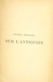Cover of Études morales sur l'antiquité by Benjamin Constant Martha