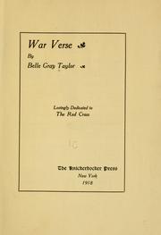 Cover of War verse by Belle Gray Taylor