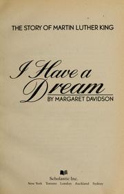 Front cover of I have a dream by Margaret Davidson