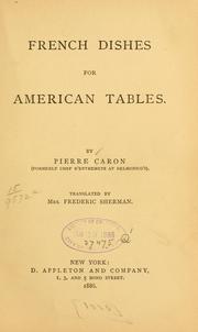 Front cover of French dishes for American tables by Caron, Pierre