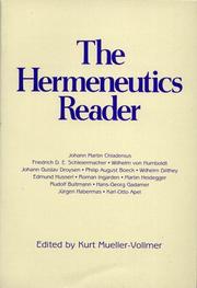 Front cover of The Hermeneutics Reader by Kurt Mueller-Vollmer
