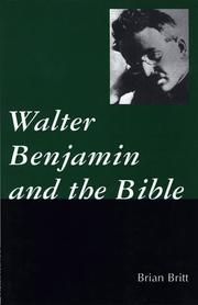 Front cover of Walter Benjamin and the Bible by Brian M. Britt