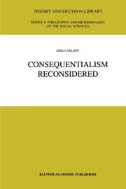 Cover of Consequentialism Reconsidered by Erik Carlson