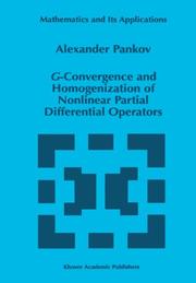Front cover of G-Convergence and Homogenization of Nonlinear Partial Differential Operators by A. A. Pankov
