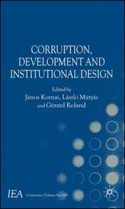Front cover of Corruption, development and institutional design by International Economic Association. World Congress