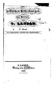 Front cover of Die hessischen Ritterburgen und ihre Besitzer by Georg Landau